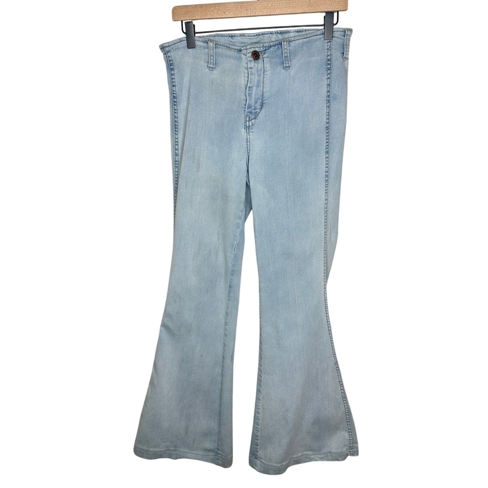 Free People Bell Bottom Flare Leg High Rise Jeans Women 28 Light Wash Denim Boho